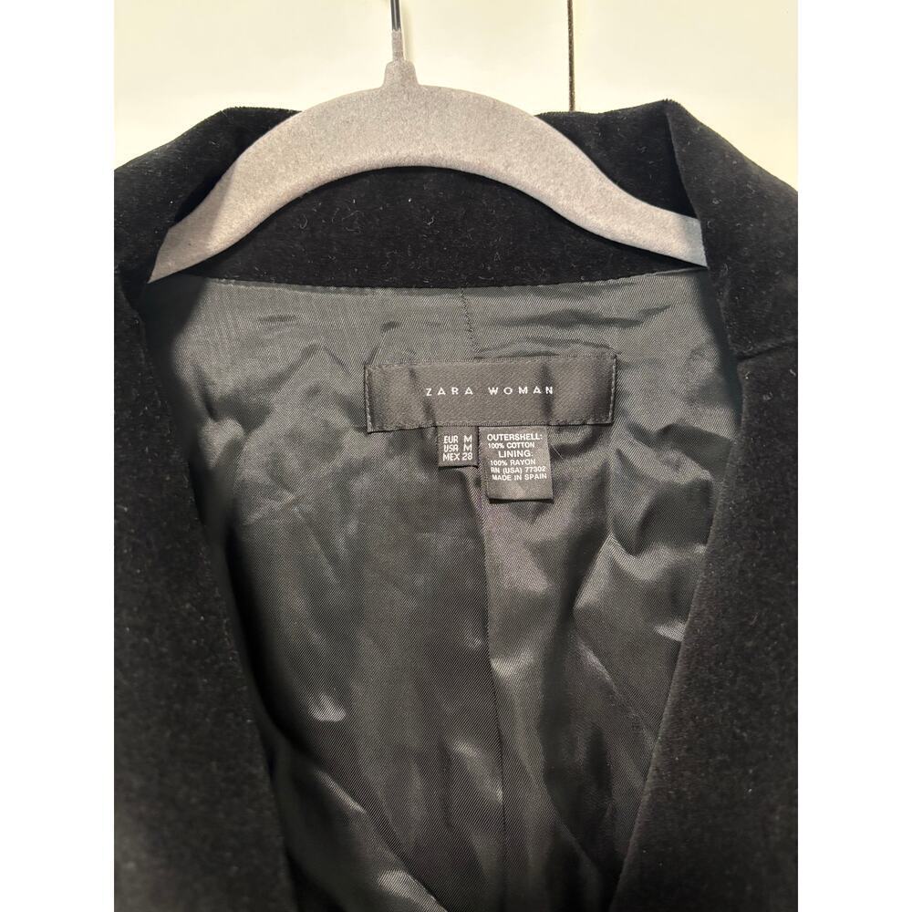 Zara Woman Black Velvet Button Jacket Medium - Picture 4 of 8